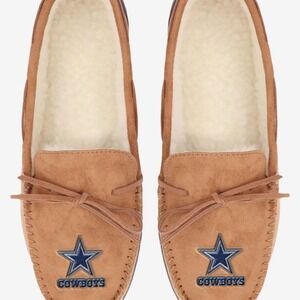 NFL Dallas Cowboys Moccasin Slipper men size Medium foco tan‎ house shoes